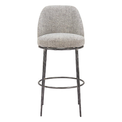 32" Gray And Black Fabric And Steel Bar Height Swivel Bar Chair HomeRoots