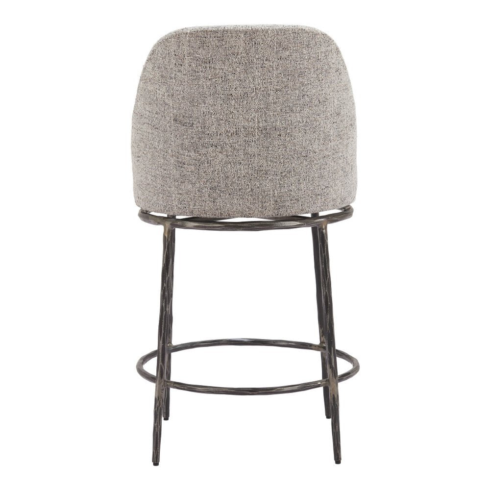 24" Gray And Black Fabric And Steel Counter Height Swivel Bar Chair HomeRoots