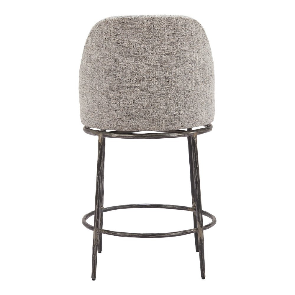 24" Gray And Black Fabric And Steel Counter Height Swivel Bar Chair HomeRoots