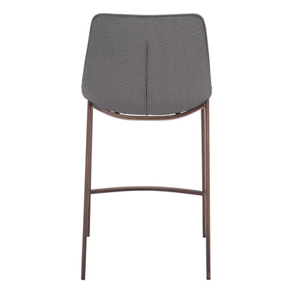 Set of Two 26" Slate Gray And Brown Faux Leather And Fabric And Steel Counter Height Bar Chairs HomeRoots