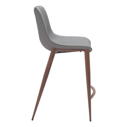 Set of Two 26" Slate Gray And Brown Faux Leather And Fabric And Steel Counter Height Bar Chairs HomeRoots