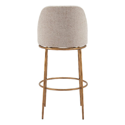 32" Beige And Gold Fabric And Steel Bar Height Swivel Bar Chair HomeRoots