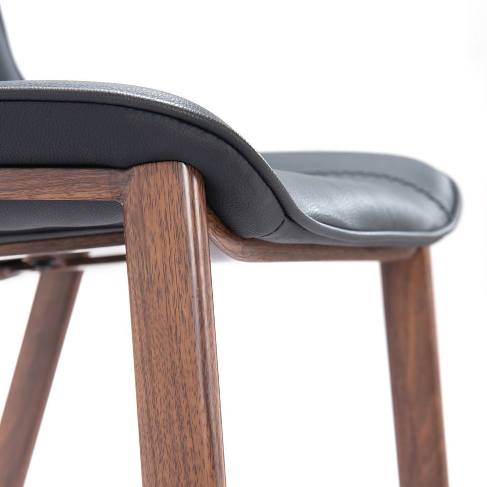 Set of Two 30" Black And Brown Faux Leather And Fabric And Steel Bar Height Bar Chairs HomeRoots