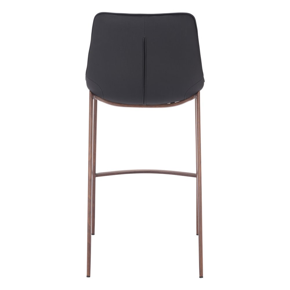 Set of Two 30" Black And Brown Faux Leather And Fabric And Steel Bar Height Bar Chairs HomeRoots
