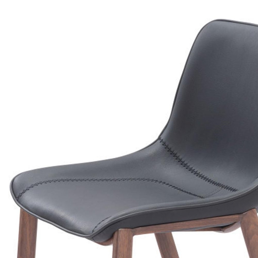 Set of Two 30" Black And Brown Faux Leather And Fabric And Steel Bar Height Bar Chairs HomeRoots