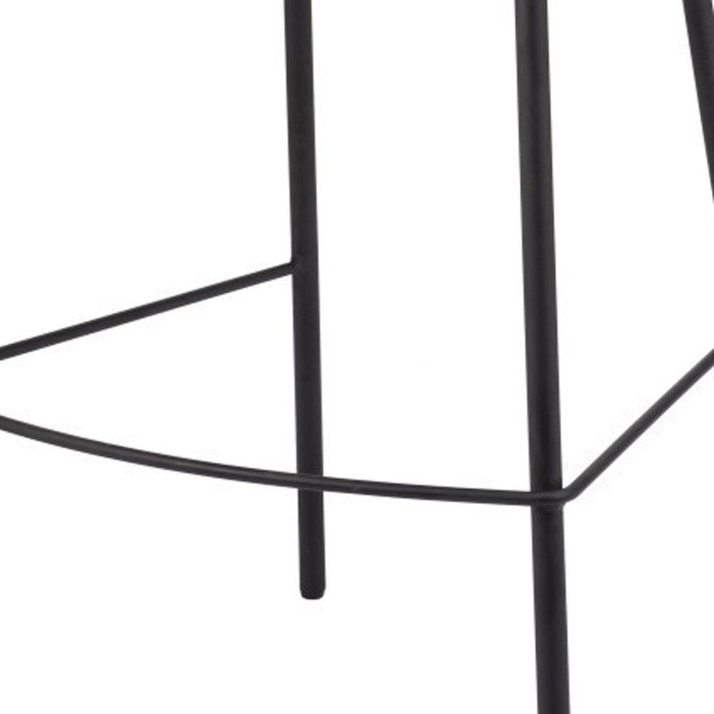 30" Ivory And Black Shearling And Fabric And Steel Bar Height Bar Chair HomeRoots