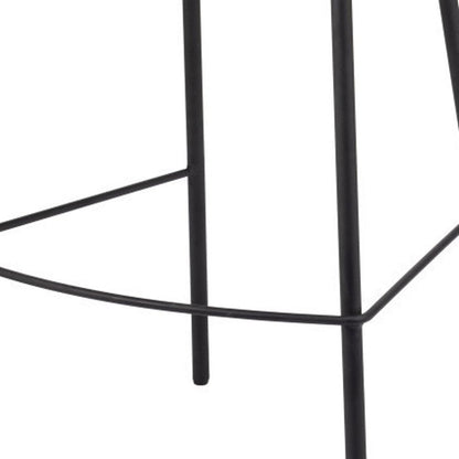 30" Ivory And Black Shearling And Fabric And Steel Bar Height Bar Chair HomeRoots