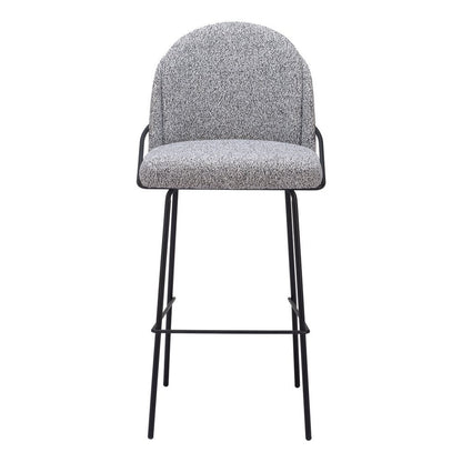 Set of Two 30" Light Gray And Black Shearling And Fabric And Steel Bar Height Bar Chairs HomeRoots