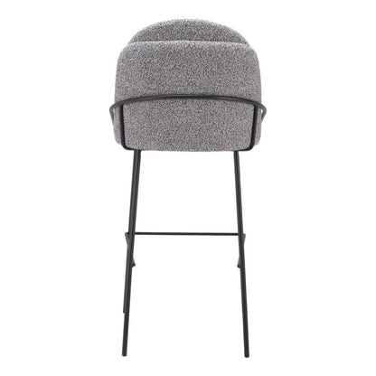Set of Two 30" Light Gray And Black Shearling And Fabric And Steel Bar Height Bar Chairs HomeRoots