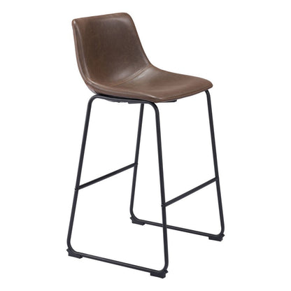 Set of Two 29" Espresso And Black Faux Leather And Steel Counter Height Bar Chairs HomeRoots