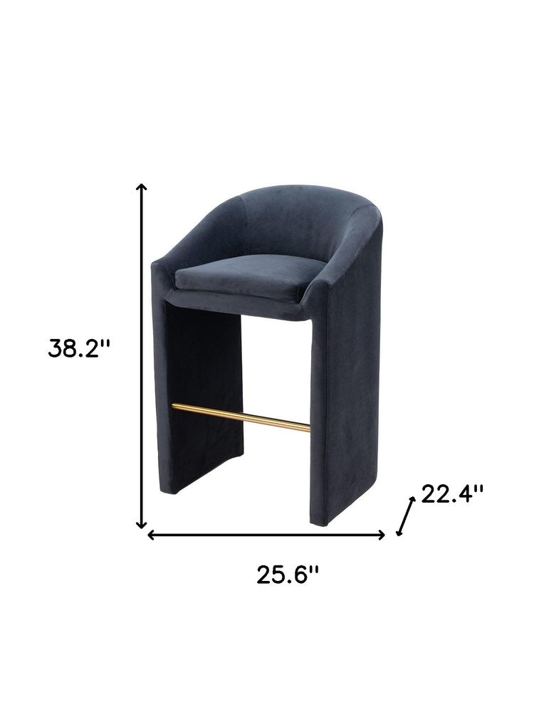 30" Gray And Gold Velvet And Fabric And Steel Low Back Bar Height Bar Chair HomeRoots
