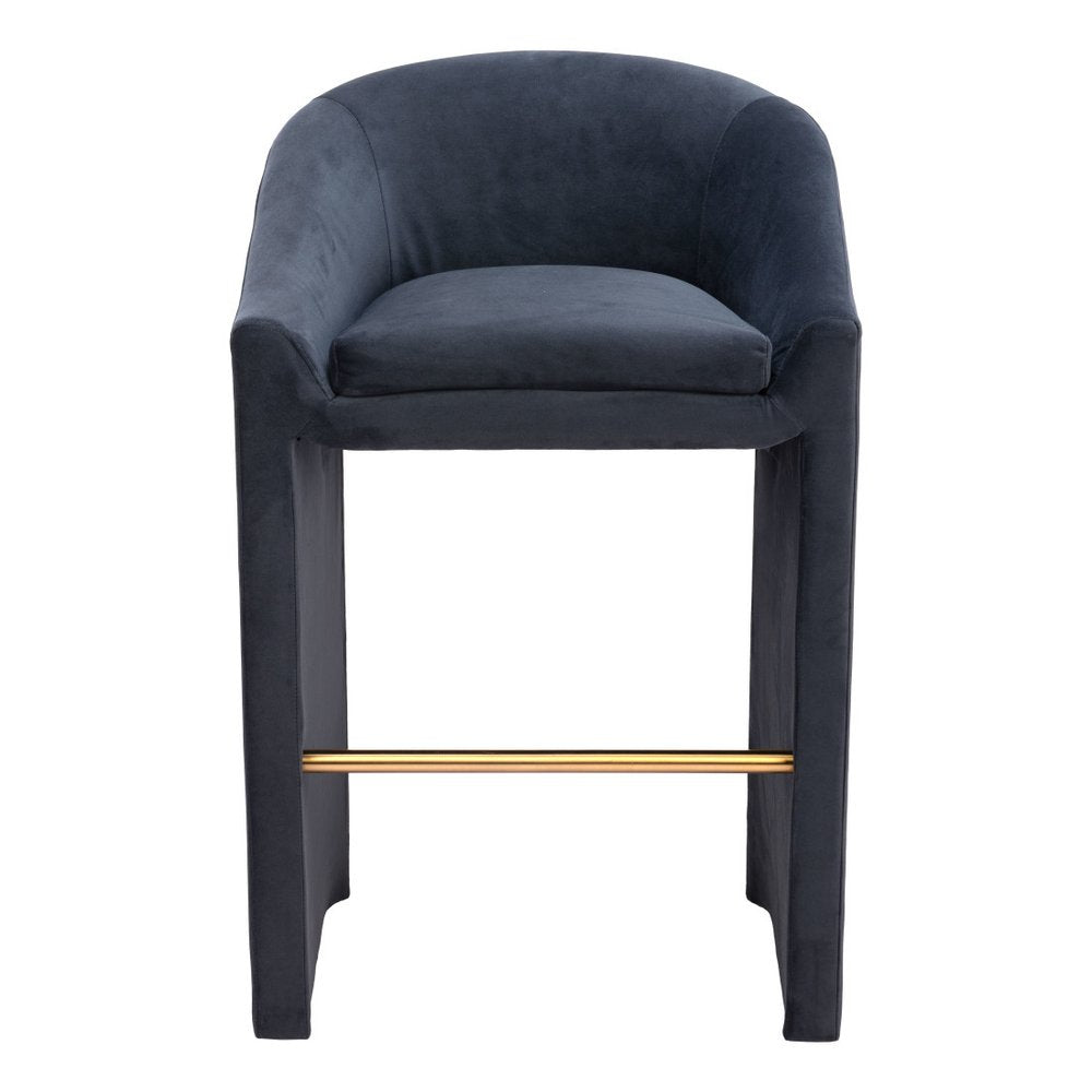 30" Gray And Gold Velvet And Fabric And Steel Low Back Bar Height Bar Chair HomeRoots