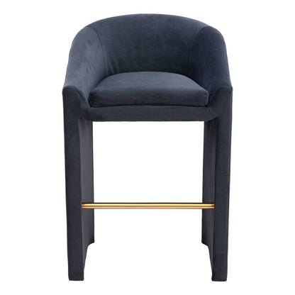 30" Gray And Gold Velvet And Fabric And Steel Low Back Bar Height Bar Chair HomeRoots
