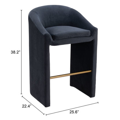 30" Gray And Gold Velvet And Steel Low Back Bar Height Bar Chair HomeRoots
