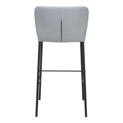Set of Two 29" Gray And Black Faux Leather And Fabric And Steel Bar Height Bar Chairs HomeRoots