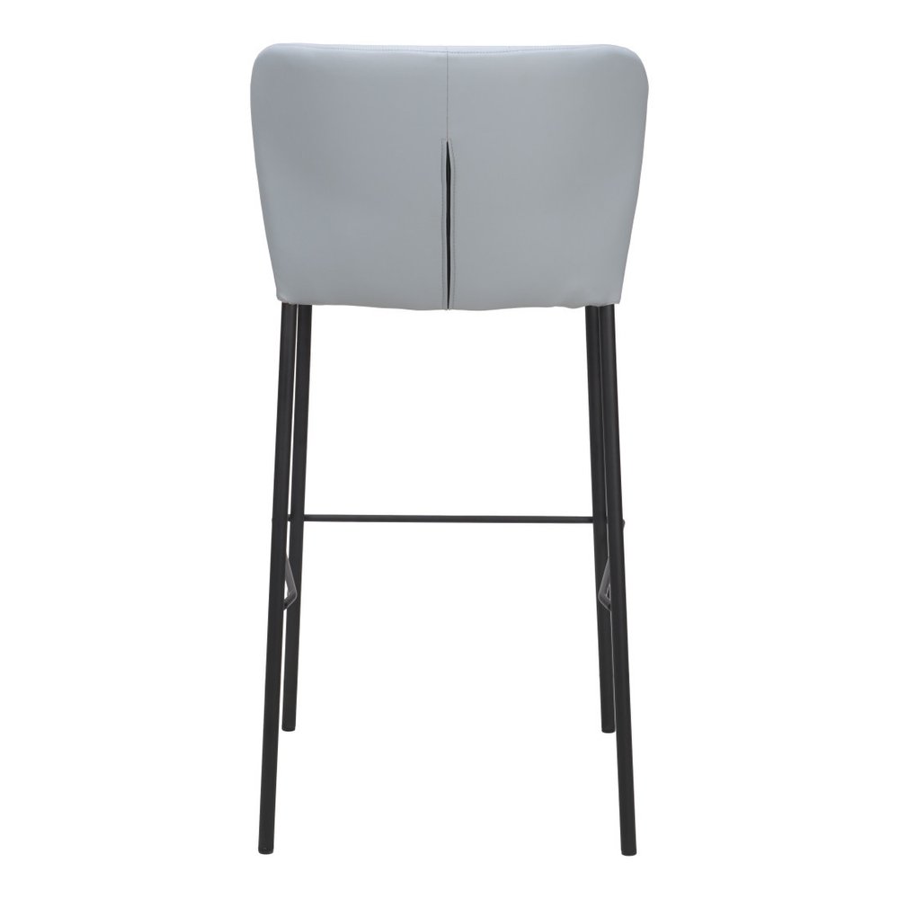 Set of Two 29" Gray And Black Faux Leather And Fabric And Steel Bar Height Bar Chairs HomeRoots
