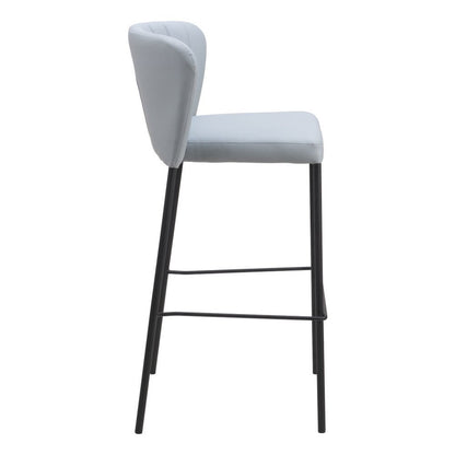 Set of Two 29" Gray And Black Faux Leather And Fabric And Steel Bar Height Bar Chairs HomeRoots