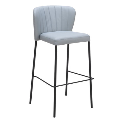 Set of Two 29" Gray And Black Faux Leather And Fabric And Steel Bar Height Bar Chairs HomeRoots