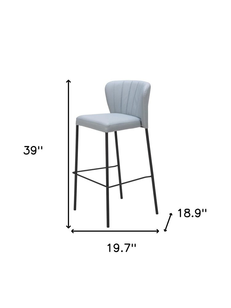 Set of Two 29" Gray And Black Faux Leather And Fabric And Steel Bar Height Bar Chairs HomeRoots