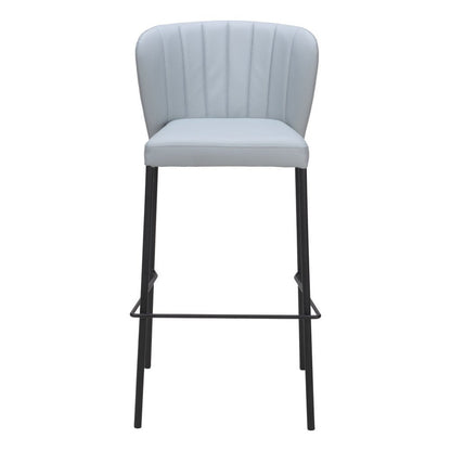 Set of Two 29" Gray And Black Faux Leather And Fabric And Steel Bar Height Bar Chairs HomeRoots