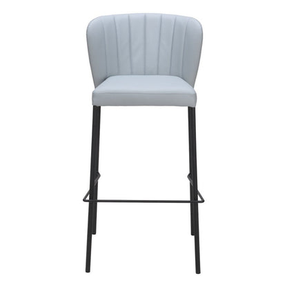 Set of Two 29" Gray And Black Faux Leather And Fabric And Steel Bar Height Bar Chairs HomeRoots