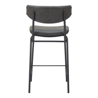 Set of Two 30" Black Faux Leather And Steel Low Back Bar Height Bar Chairs HomeRoots
