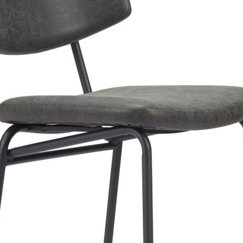 Set of Two 30" Black Faux Leather And Steel Low Back Bar Height Bar Chairs HomeRoots