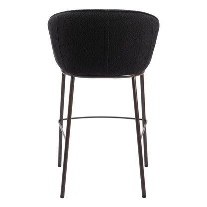 30" Black And Bronze Shearling And Fabric And Steel Bar Height Bar Chair HomeRoots