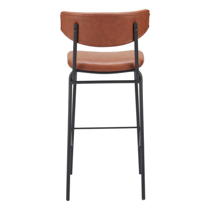 Set of Two 26" Brown And Black Faux Leather And Fabric And Steel Bar Height Bar Chairs HomeRoots