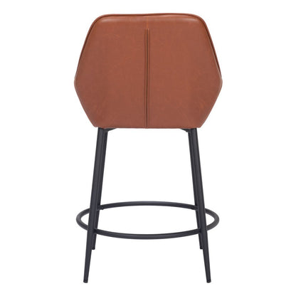 Set of Two 25" Brown And Black Faux Leather And Fabric And Steel Counter Height Bar Chairs HomeRoots