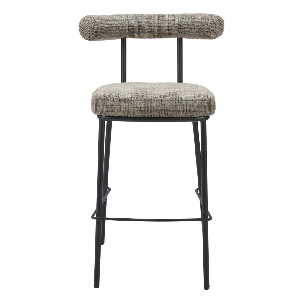 30" Green And Black Chenille And Steel Low Back Bar Height Bar Chair HomeRoots
