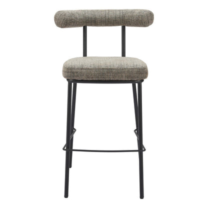 30" Green And Black Chenille And Steel Low Back Bar Height Bar Chair HomeRoots