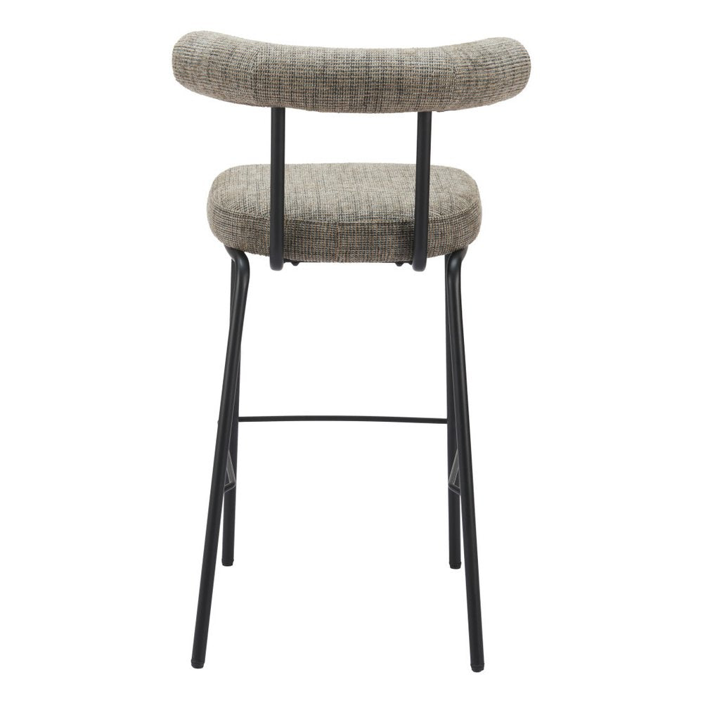 30" Green And Black Chenille And Steel Low Back Bar Height Bar Chair HomeRoots