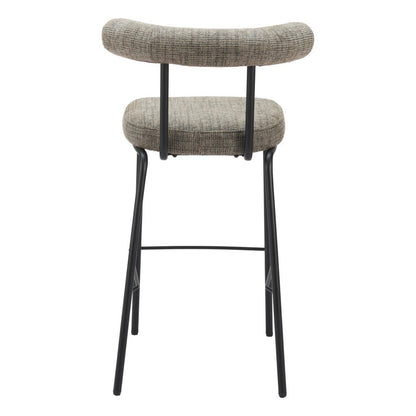 30" Green And Black Chenille And Steel Low Back Bar Height Bar Chair HomeRoots