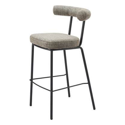 30" Green And Black Chenille And Steel Low Back Bar Height Bar Chair HomeRoots