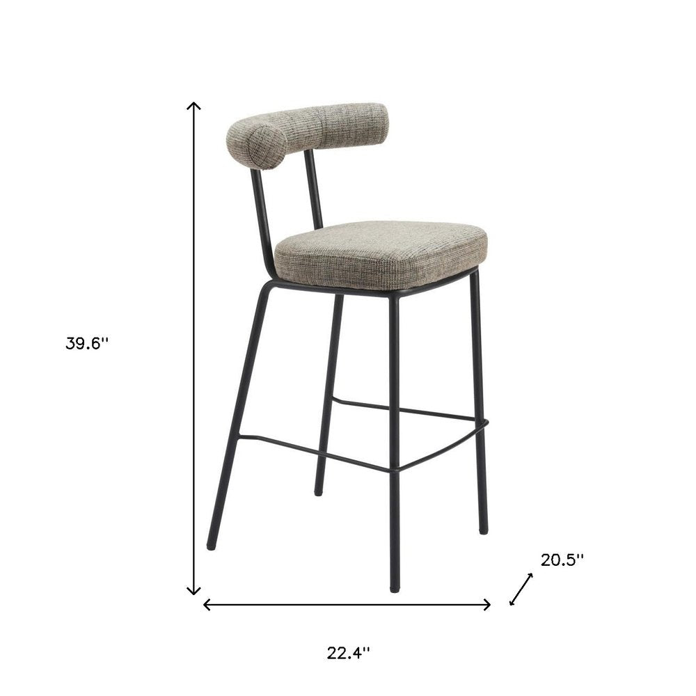 30" Green And Black Chenille And Steel Low Back Bar Height Bar Chair HomeRoots