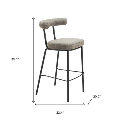 30" Green And Black Chenille And Steel Low Back Bar Height Bar Chair HomeRoots