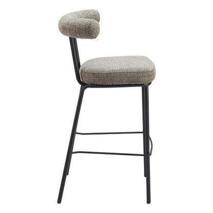 30" Green And Black Chenille And Steel Low Back Bar Height Bar Chair HomeRoots