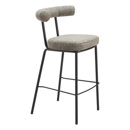 30" Green And Black Chenille And Steel Low Back Bar Height Bar Chair HomeRoots