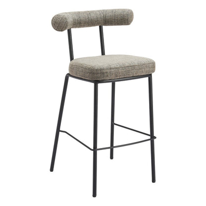 30" Green And Black Chenille And Steel Low Back Bar Height Bar Chair HomeRoots