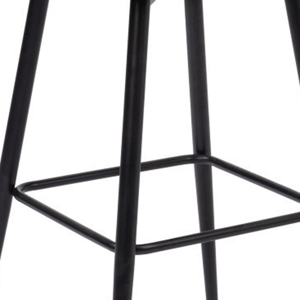 30" Brown And Black Faux Leather And Fabric And Steel Bar Height Swivel Bar Chair HomeRoots