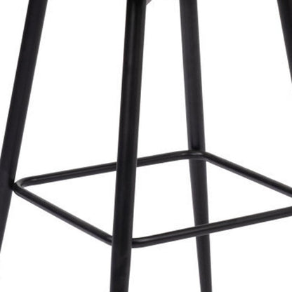 30" Brown And Black Faux Leather And Fabric And Steel Bar Height Swivel Bar Chair HomeRoots