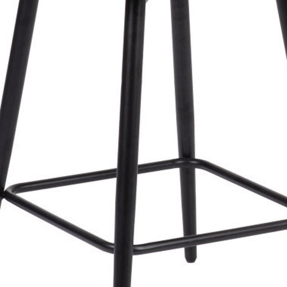 26" Brown And Black Faux Leather And Fabric And Steel Counter Height Swivel Bar Chair HomeRoots