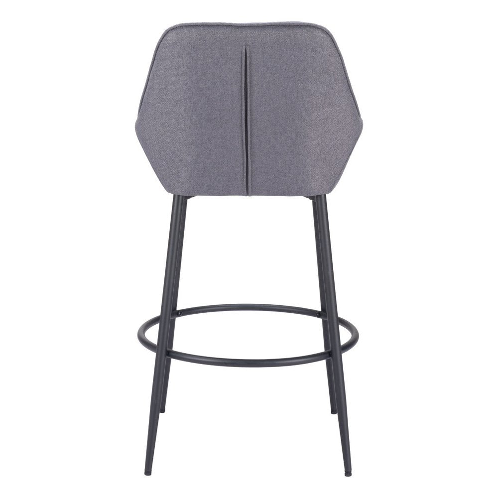 Set of Two 30" Gray And Black Fabric And Steel Bar Height Bar Chairs HomeRoots