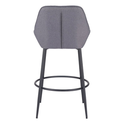 Set of Two 30" Gray And Black Fabric And Steel Bar Height Bar Chairs HomeRoots