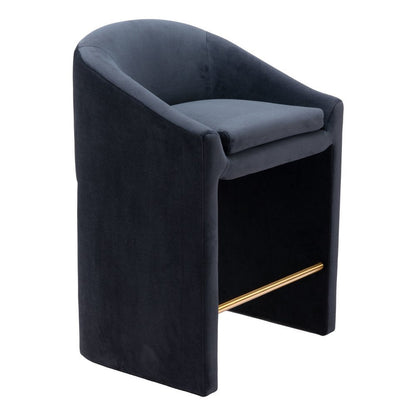 26" Gray And Gold Velvet And Steel Counter Height Bar Chair HomeRoots