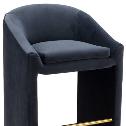 26" Gray And Gold Velvet And Steel Counter Height Bar Chair HomeRoots