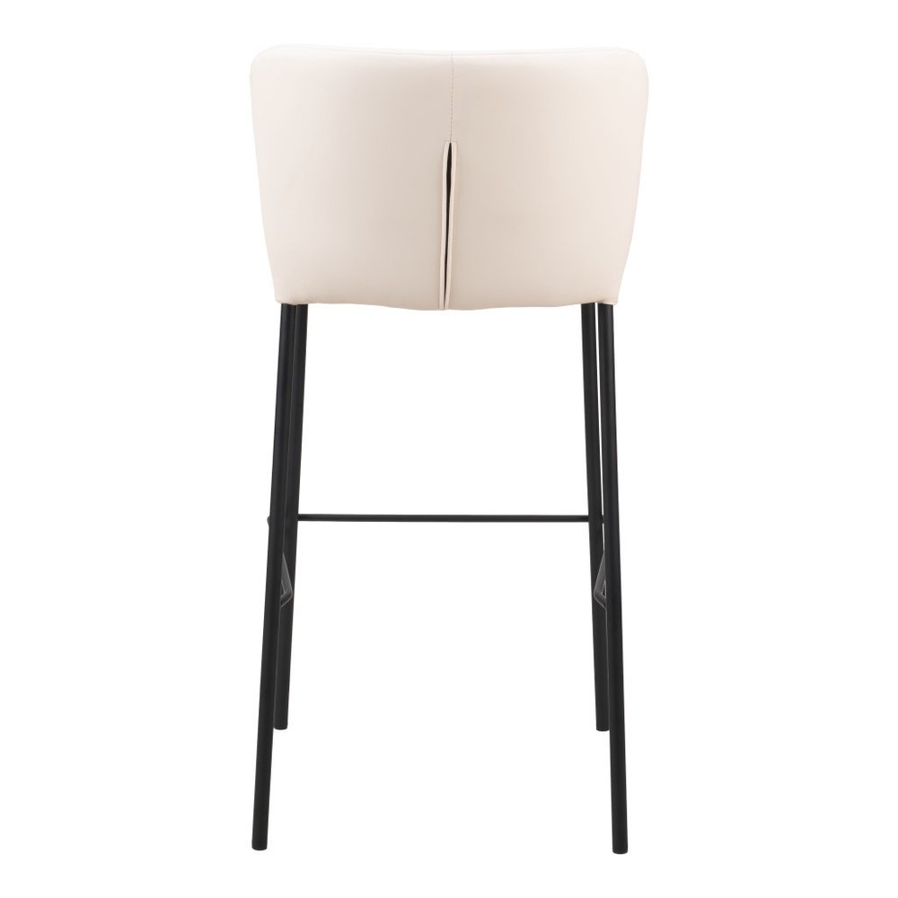 Set of Two 29" Cream And Black Faux Leather And Fabric And Steel Bar Height Bar Chairs HomeRoots