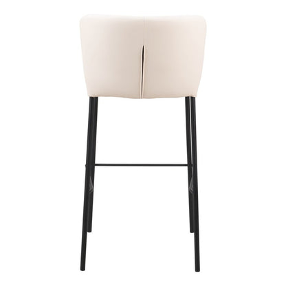 Set of Two 29" Cream And Black Faux Leather And Fabric And Steel Bar Height Bar Chairs HomeRoots