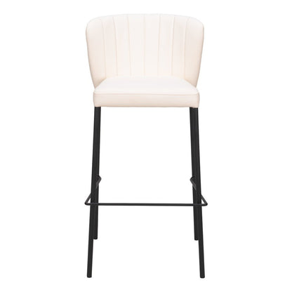 Set of Two 29" Cream And Black Faux Leather And Fabric And Steel Bar Height Bar Chairs HomeRoots